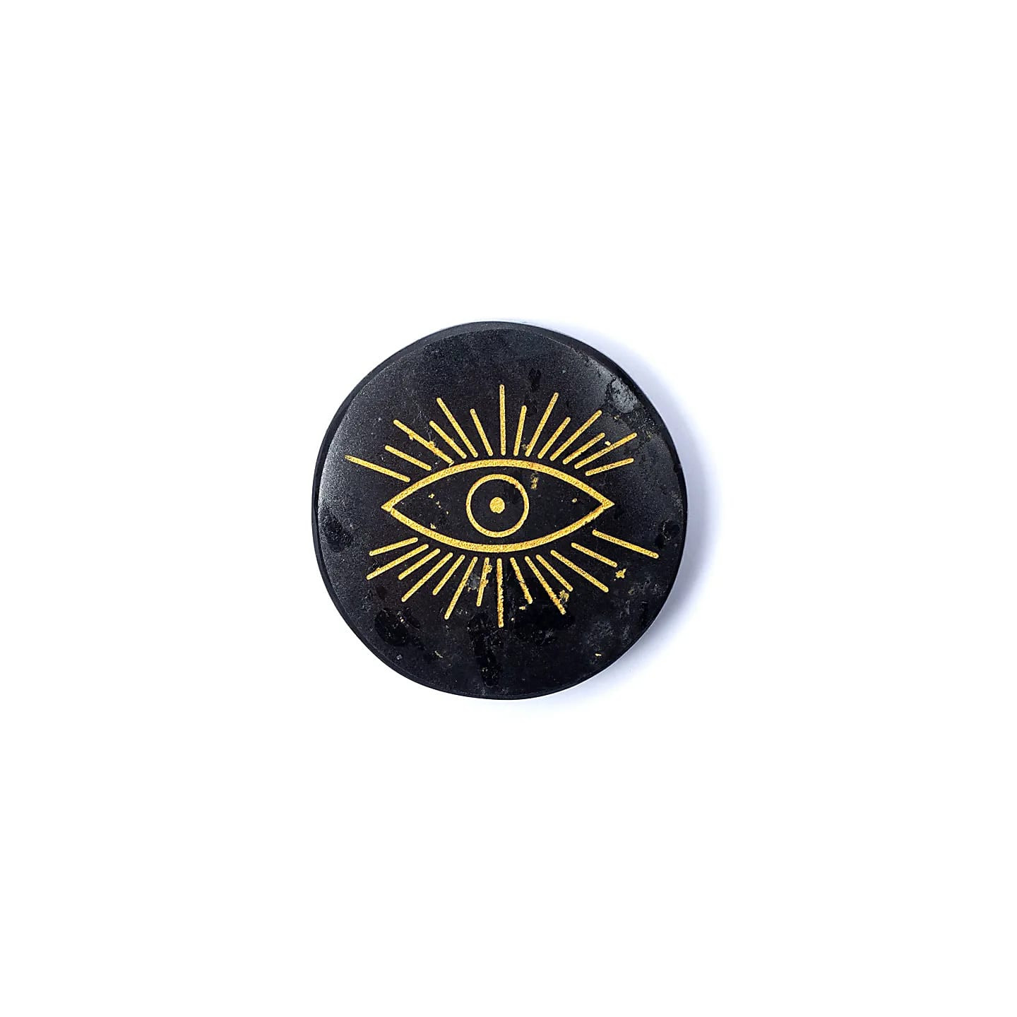 Disque minéral gravé tourmaline noire oeil qui voit tout | Pieralune
