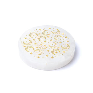 Disque minéral gravé en cristal de roche lunes et étoiles | Pieralune