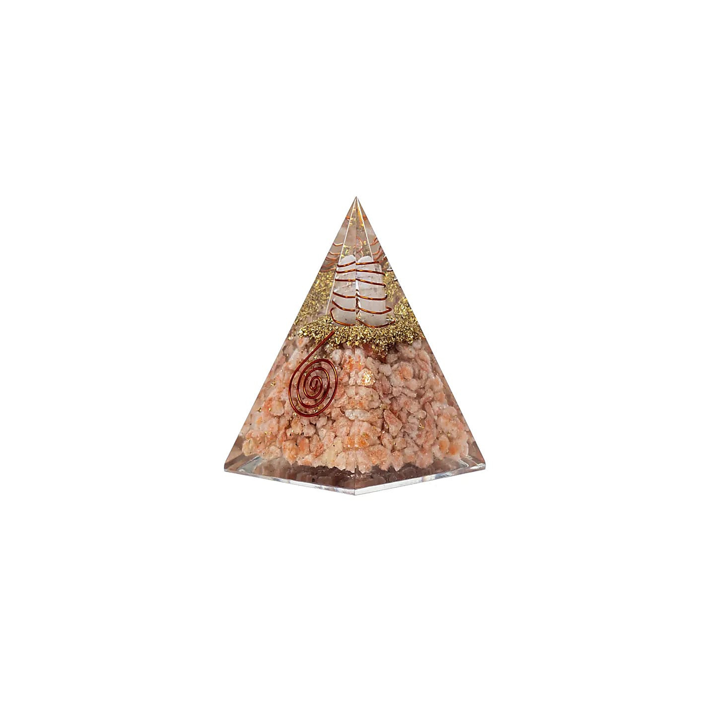 Pyramide orgonite en pierre du soleil et symbole solaire | Pieralune