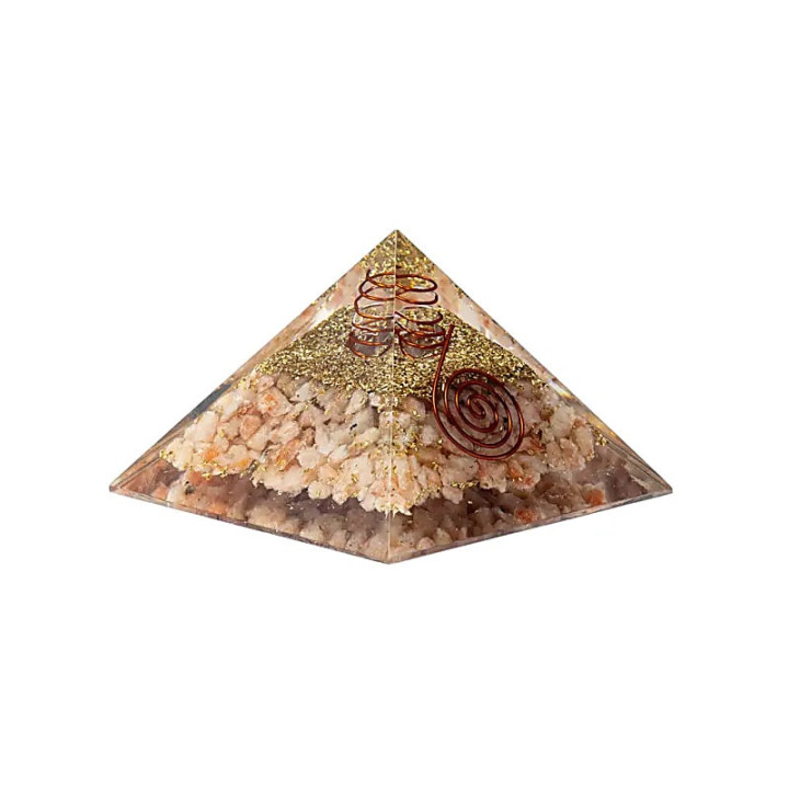 Pyramide d'orgonite pierre du soleil et symbole solaire | Pieralune