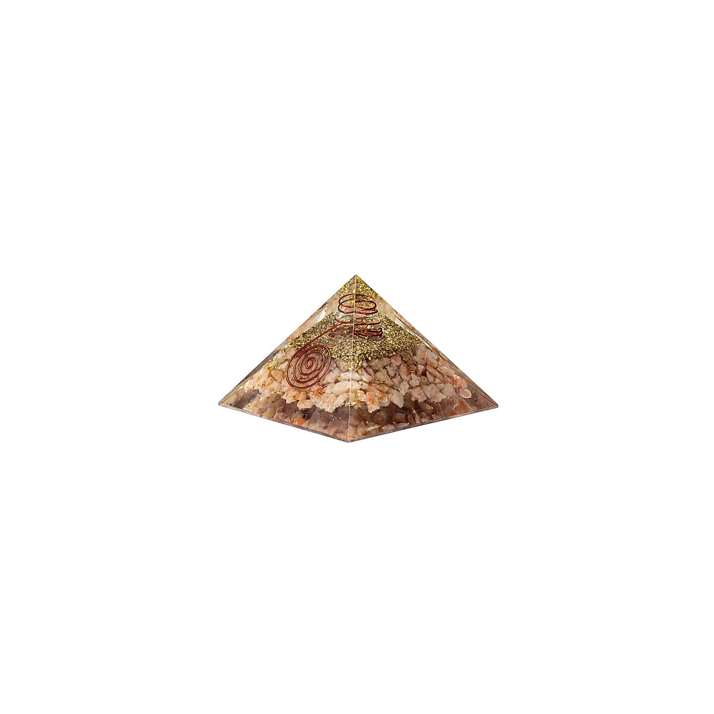 Pyramide d'orgonite pierre du soleil et symbole solaire | Pieralune