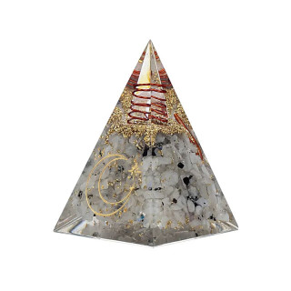 Pyramide orgonite en pierre de lune avec symbole de la ... | Pieralune