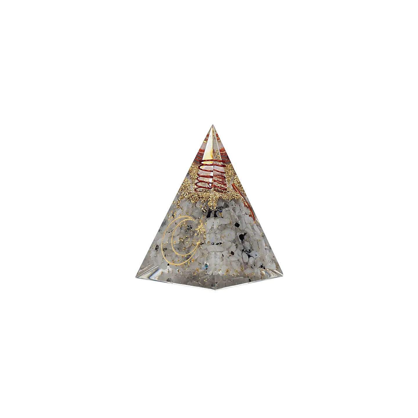 Pyramide orgonite en pierre de lune avec symbole de la ... | Pieralune