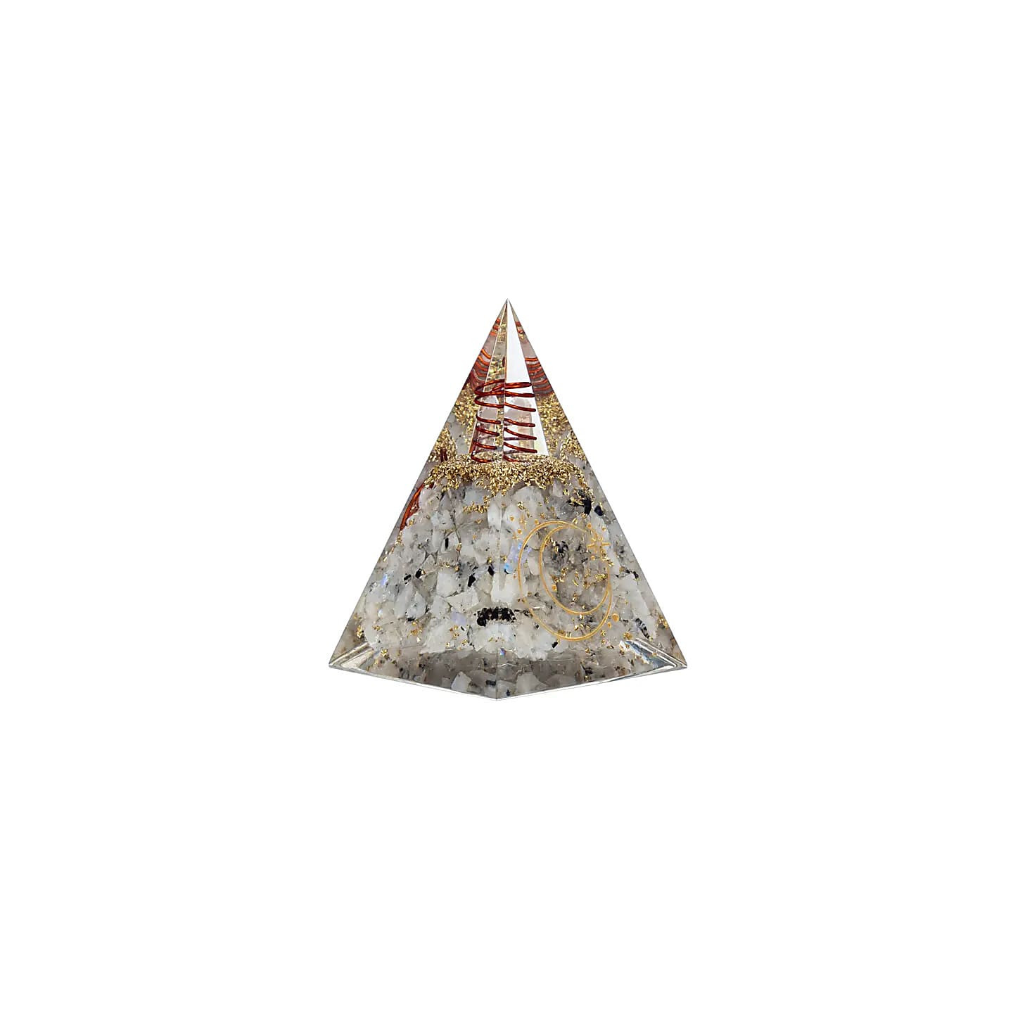 Pyramide orgonite en pierre de lune avec symbole de la ... | Pieralune