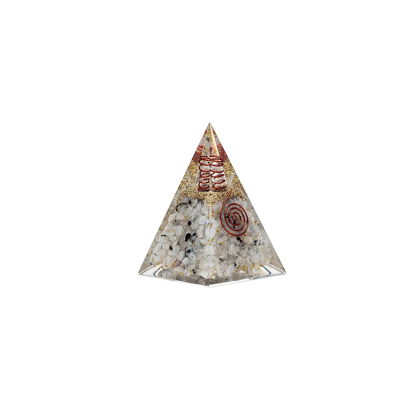 Pyramide orgonite en pierre de lune avec symbole de la ... | Pieralune