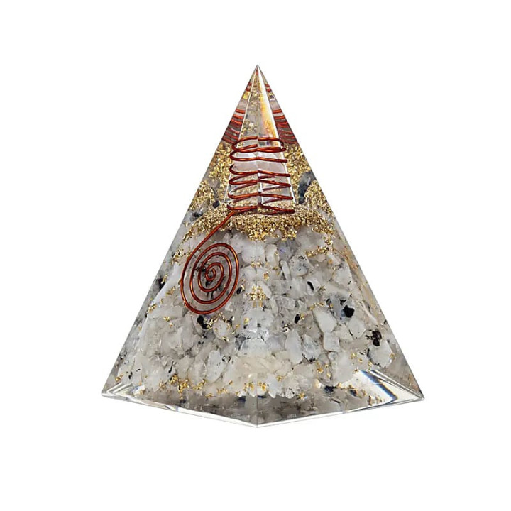 Pyramide orgonite en pierre de lune avec symbole de la ... | Pieralune