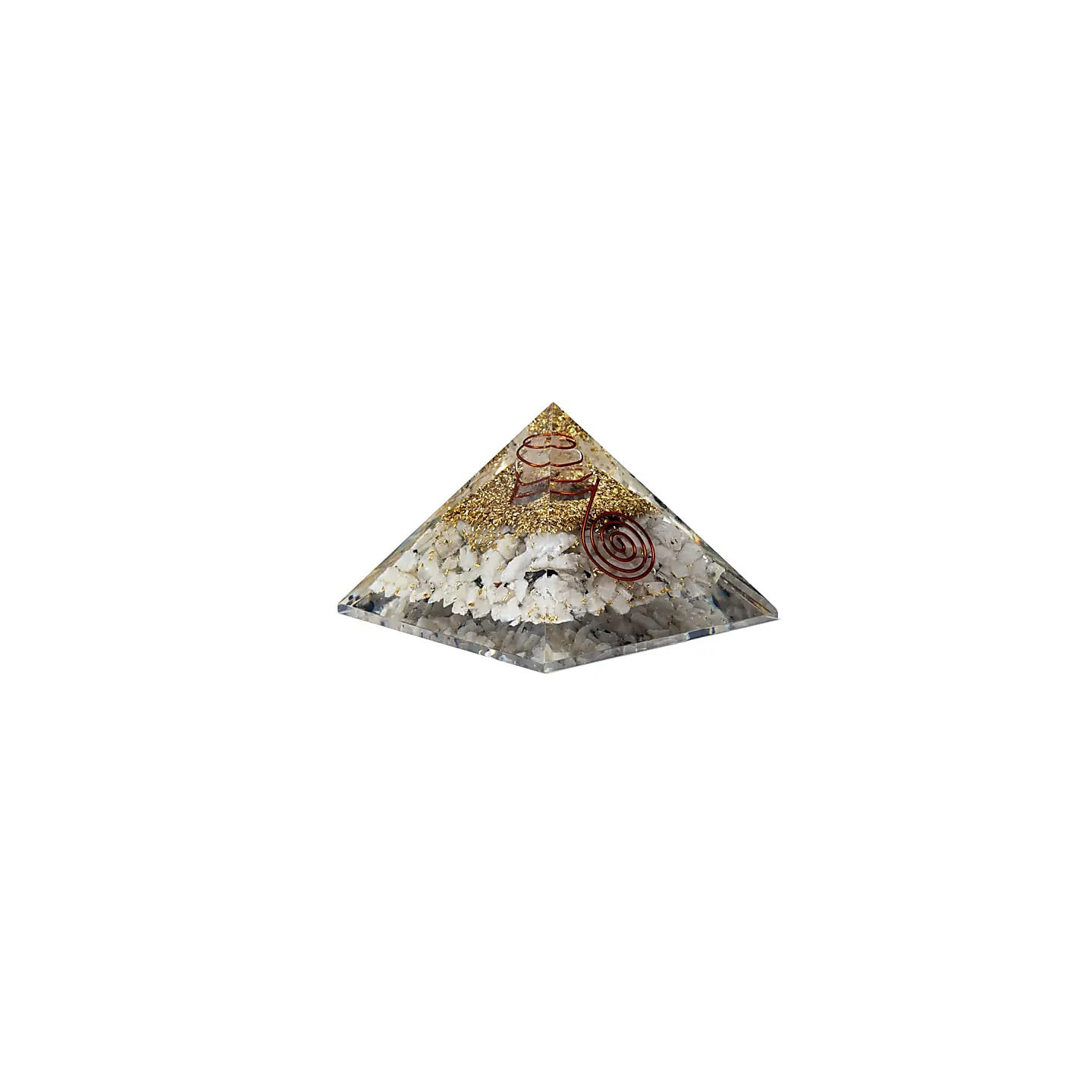 Pyramide d'orgonite en pierre de lune et symbole lunaire | Pieralune