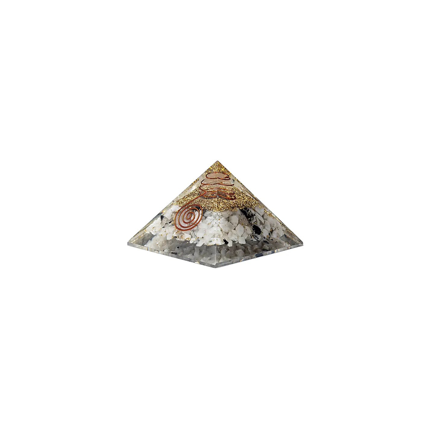 Pyramide d'orgonite en pierre de lune et symbole lunaire | Pieralune