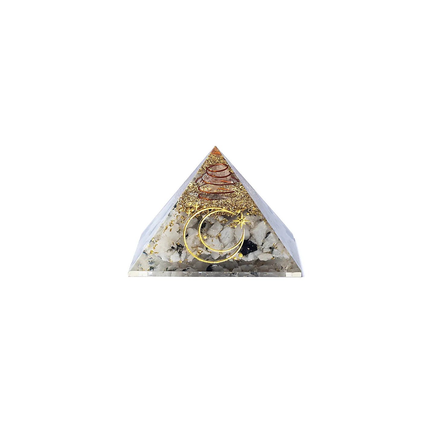 Pyramide d'orgonite en pierre de lune et symbole lunaire | Pieralune