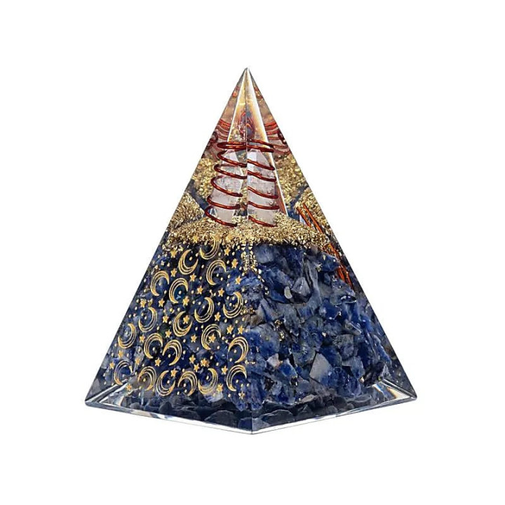 Pyramide d'Orgonite Sodalite avec lune et étoiles | Pieralune