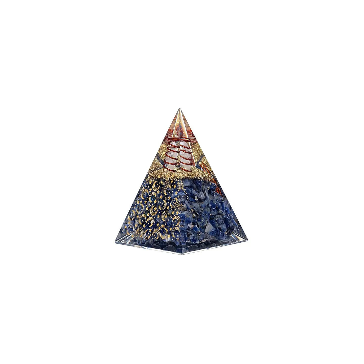 Pyramide d'Orgonite Sodalite avec lune et étoiles | Pieralune