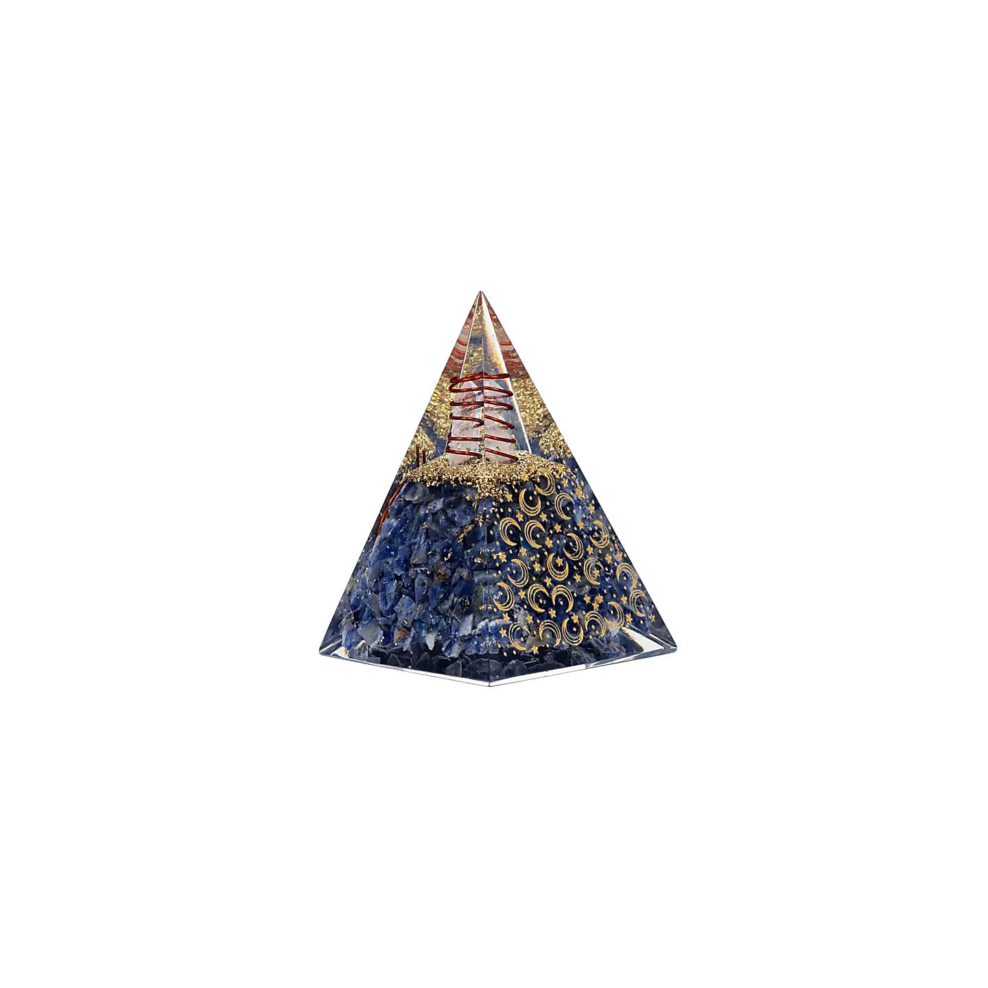 Pyramide d'Orgonite Sodalite avec lune et étoiles | Pieralune
