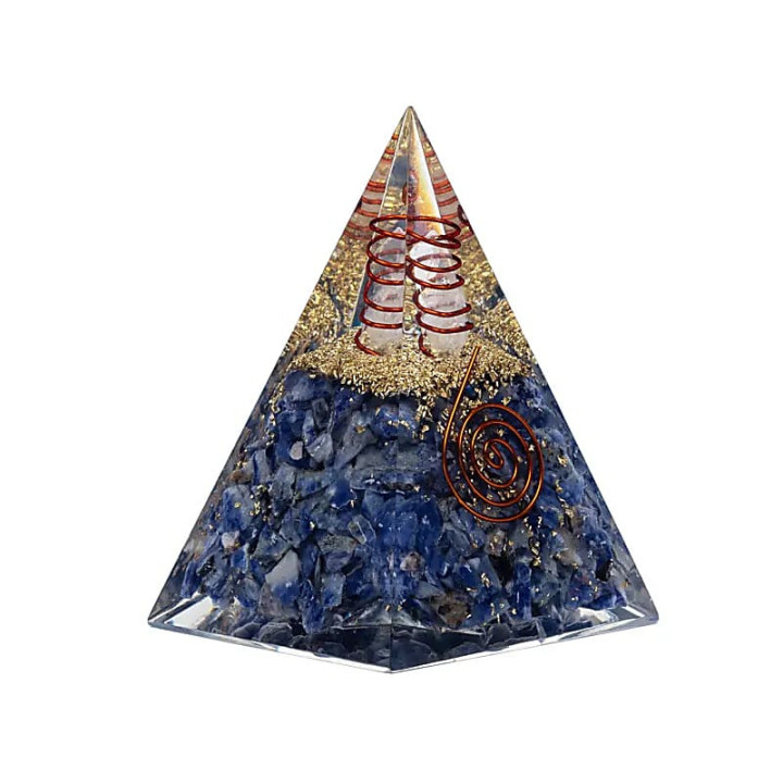 Pyramide d'Orgonite Sodalite avec lune et étoiles | Pieralune