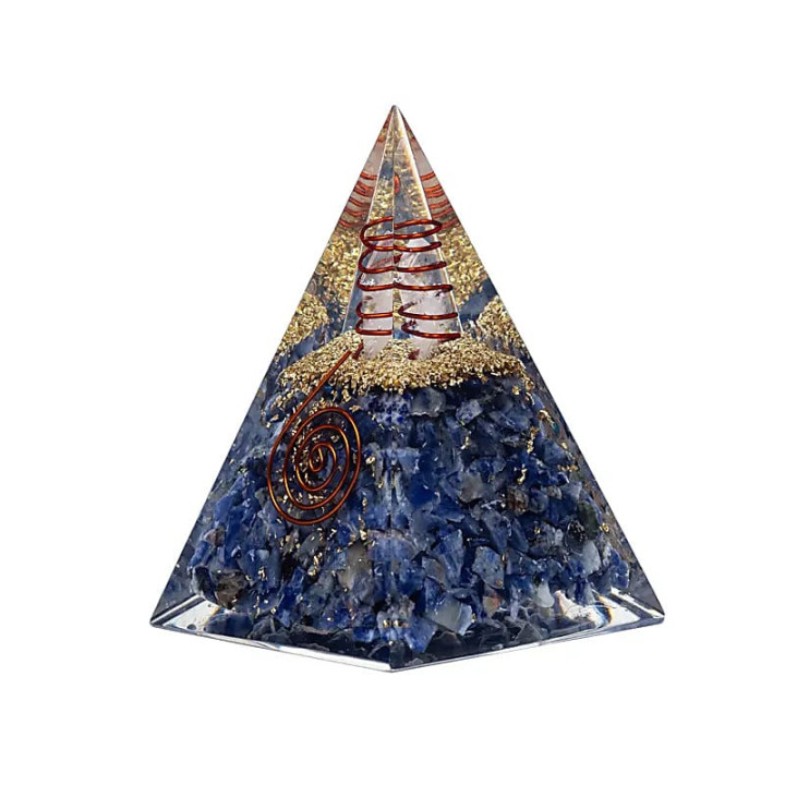 Pyramide d'Orgonite Sodalite avec lune et étoiles | Pieralune