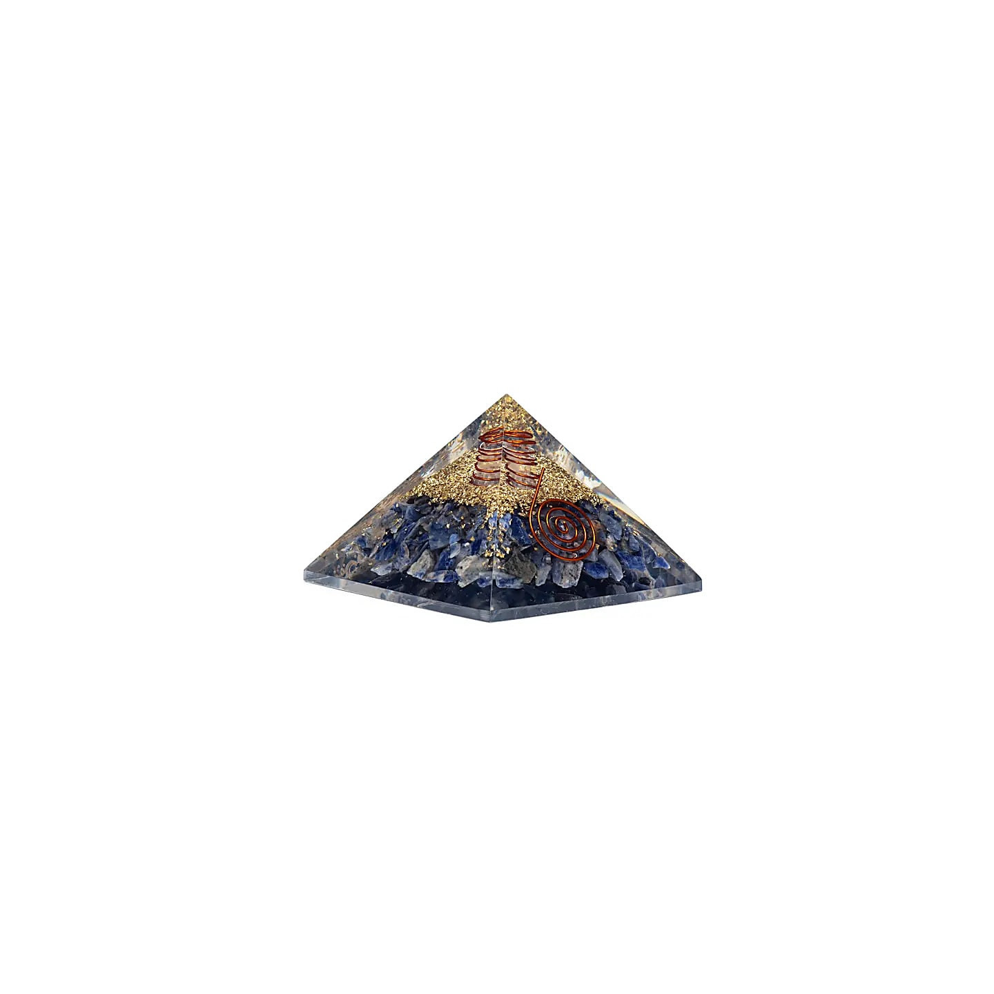 Pyramide d'orgonite sodalite avec lune et étoiles | Pieralune