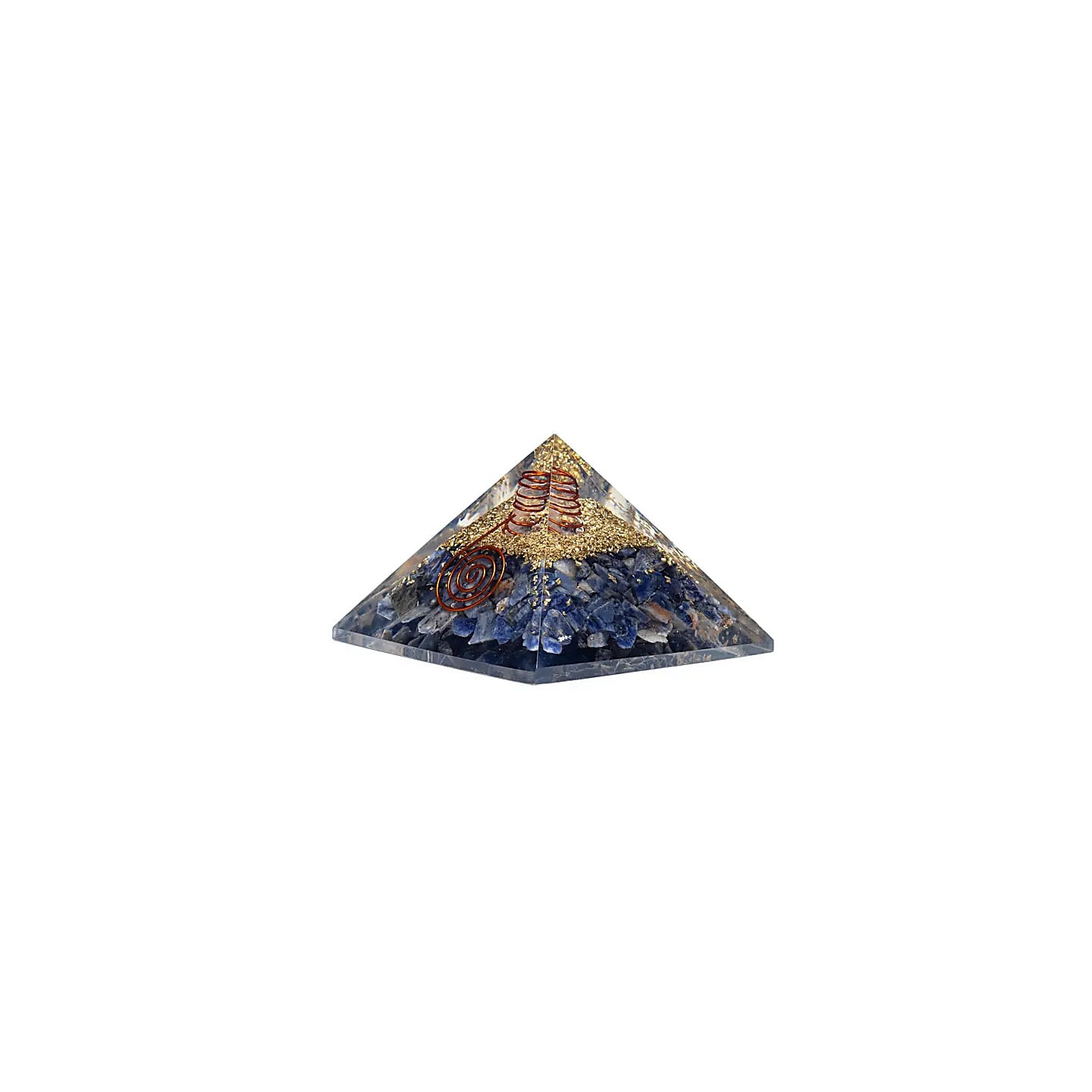 Pyramide d'orgonite sodalite avec lune et étoiles | Pieralune