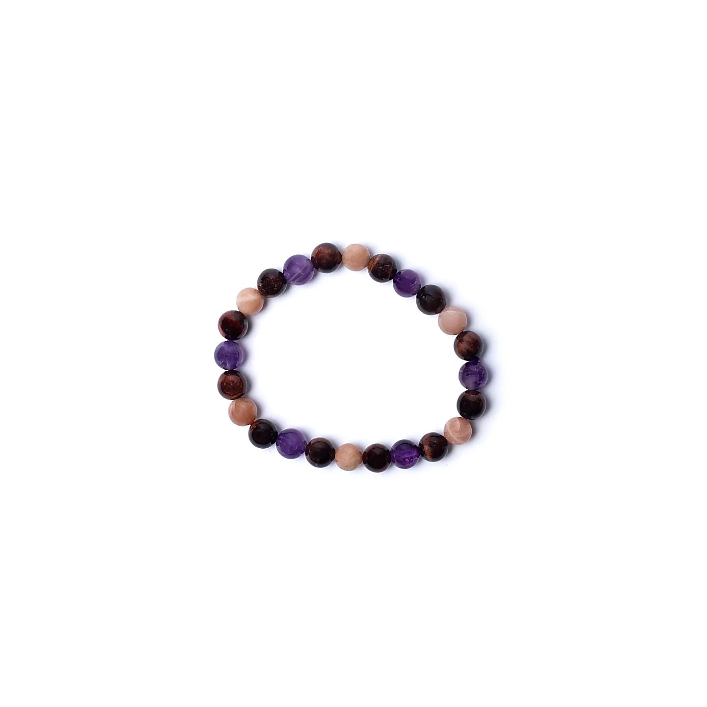 Bracelet œil de tigre pierre du soleil améthyste élastique | Pieralune