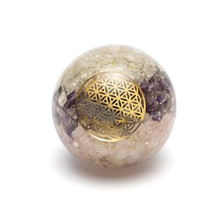 Orgonite sphère triangle d’or avec Fleur de Vie | Pieralune