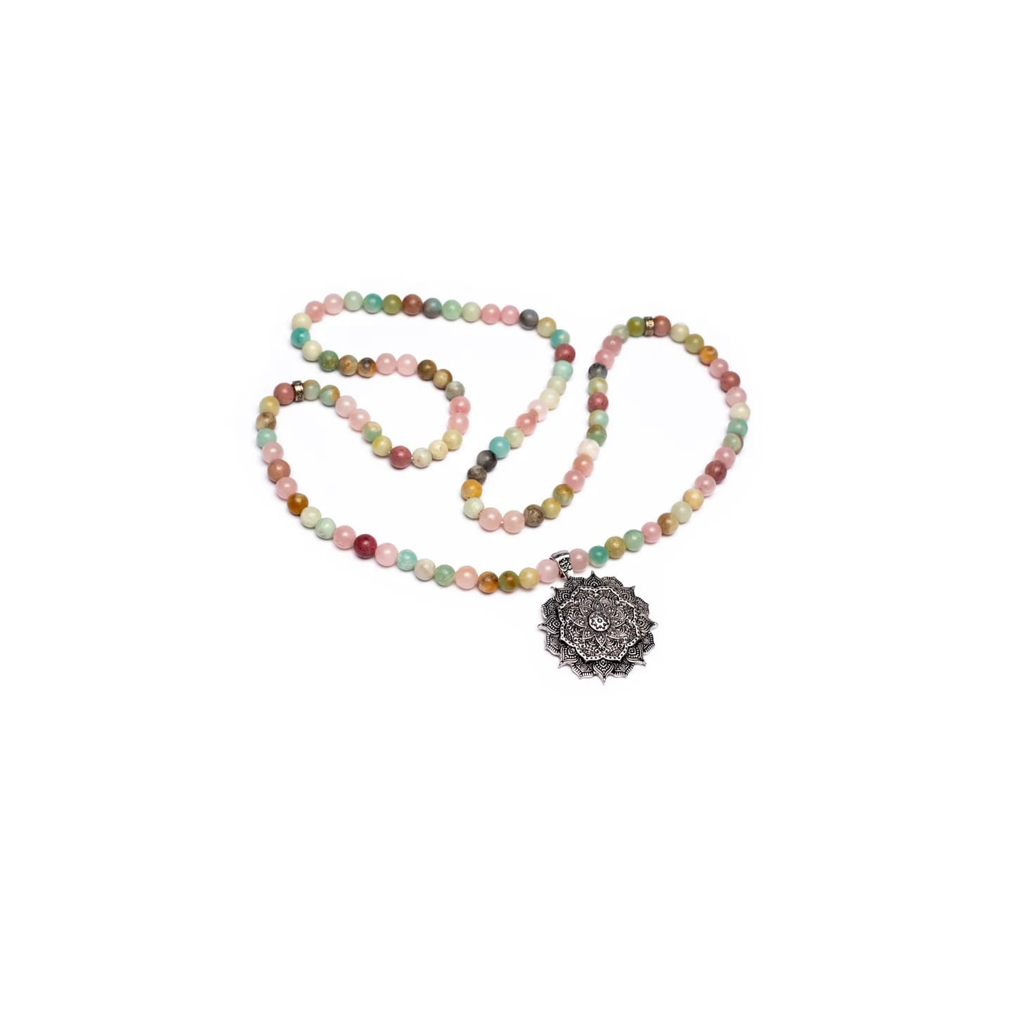 Mala Quartz rose/ Amazonite/ Rhodonite + lotus | Pieralune