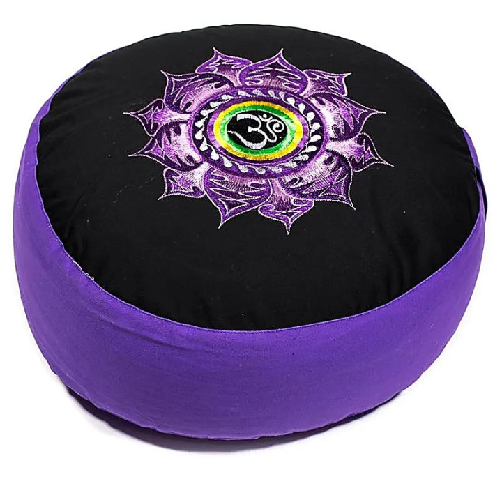 Coussin méditation lotus et OM violet/noir | Pieralune