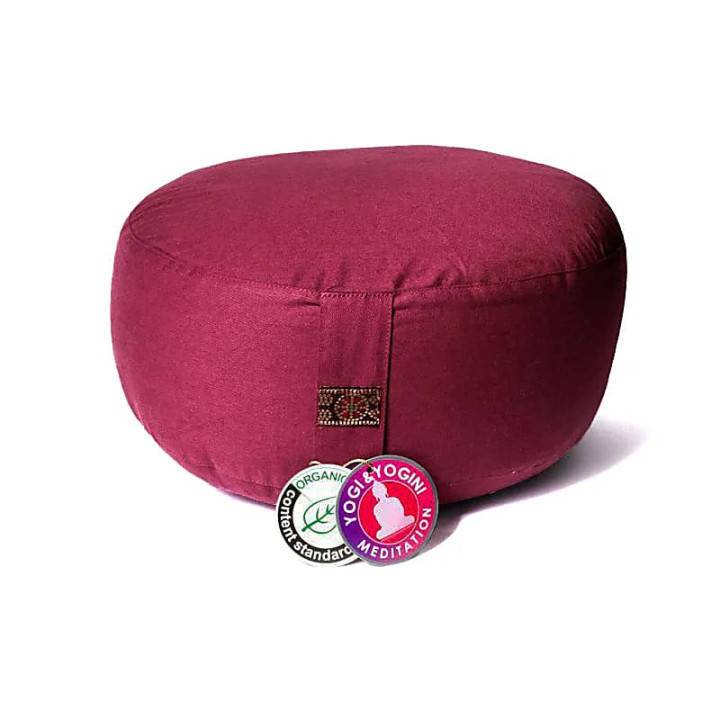 Coussin de méditation aubergine clair coton BIO (OCS) | Pieralune