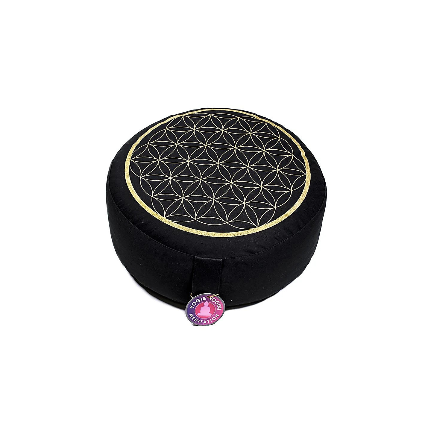 Coussin méditation Fleur de Vie noir et or | Pieralune