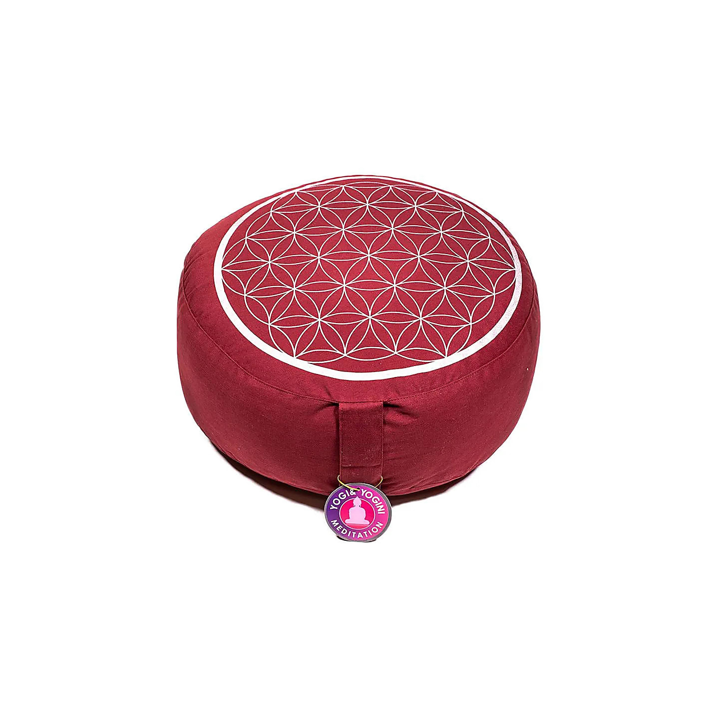 Coussin méditation Fleur de Vie rouge/argent | Pieralune
