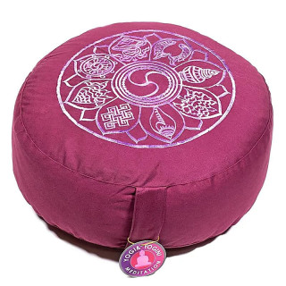 Coussin méditation Aubergine clair signes auspicieux | Pieralune