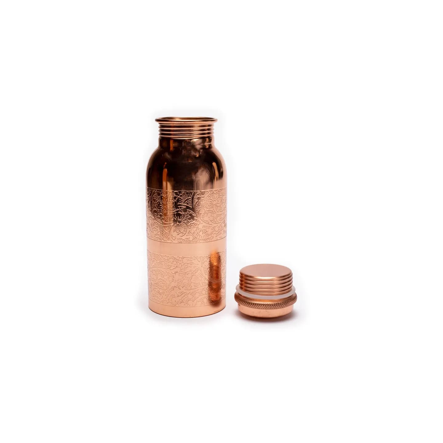 Bouteille en cuivre motif floral gravé | Pieralune