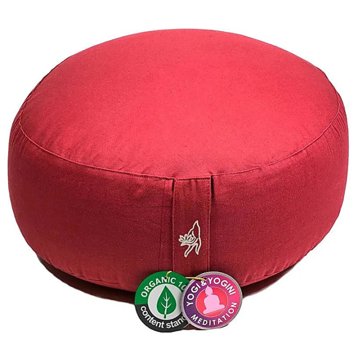 Coussin de méditation rouge coton BIO (OCS) | Pieralune