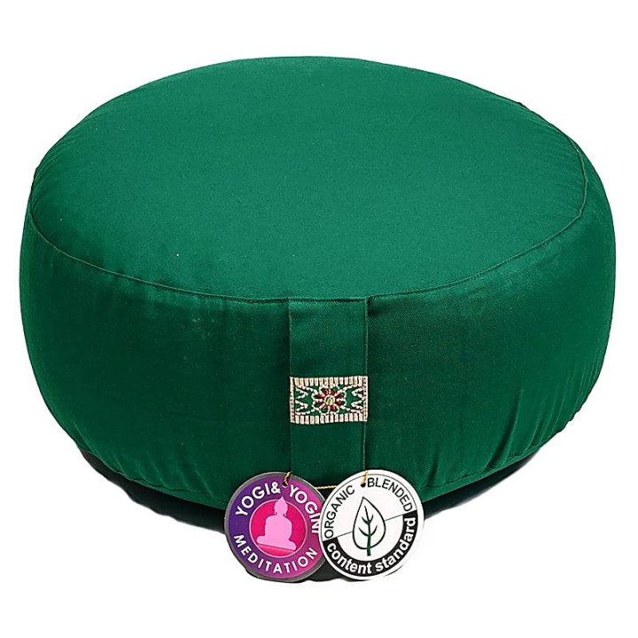 Coussin de méditation Vert foncé coton BIO (OCS) | Pieralune