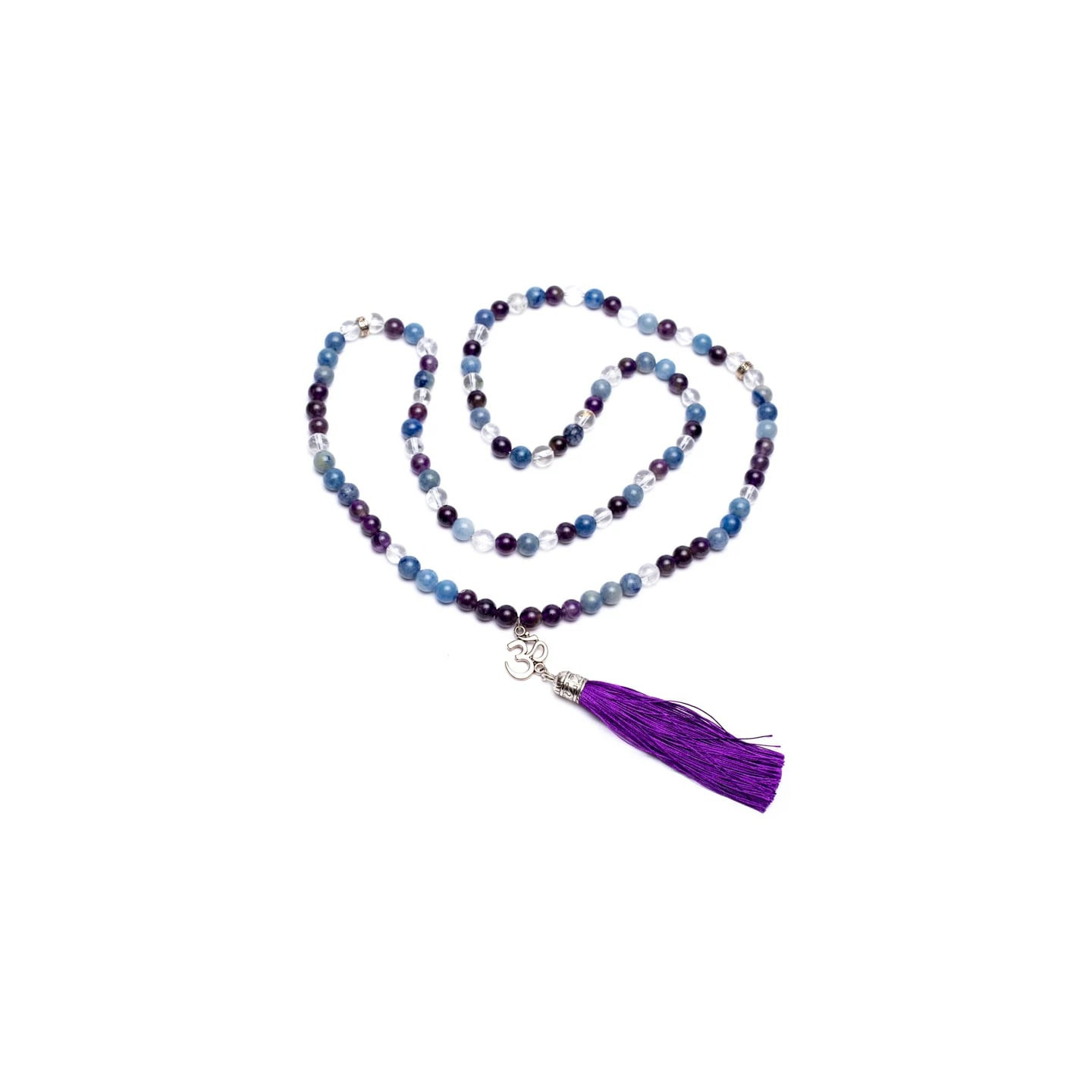 Mala Améthyste/ Aventurine/ Cristal de roche +Om | Pieralune