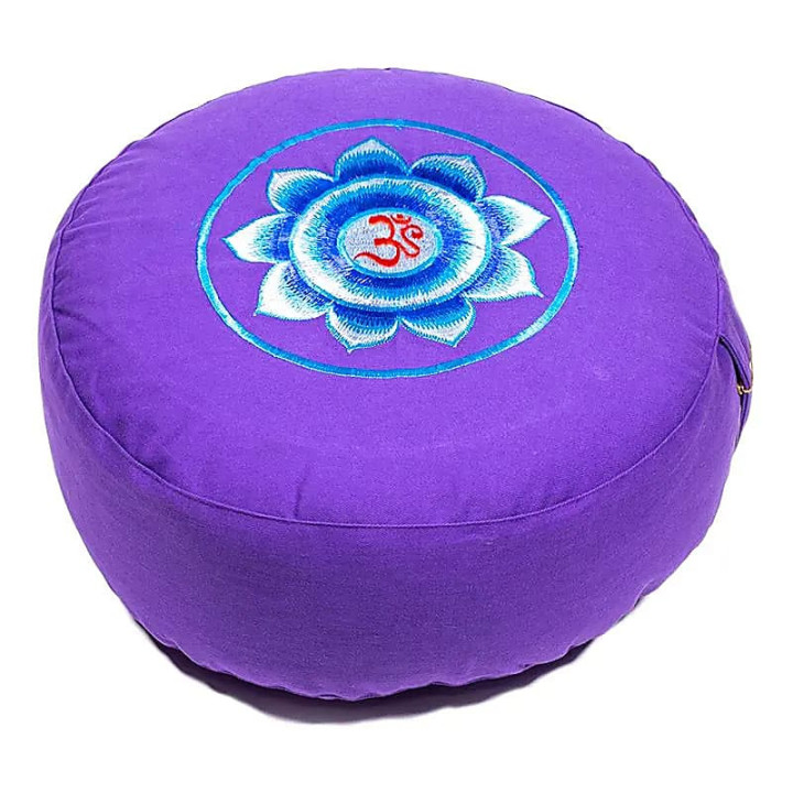 Coussin méditation violet symbole OM | Pieralune