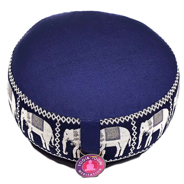 Coussin méditation Bleu avec éléphants | Pieralune