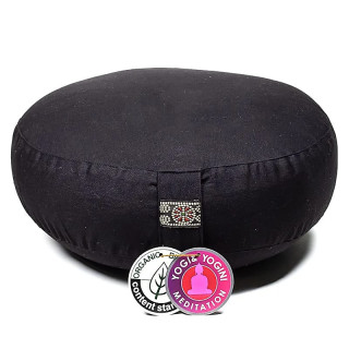 Coussin méditation modèle bas noir coton BIO (OCS) | Pieralune