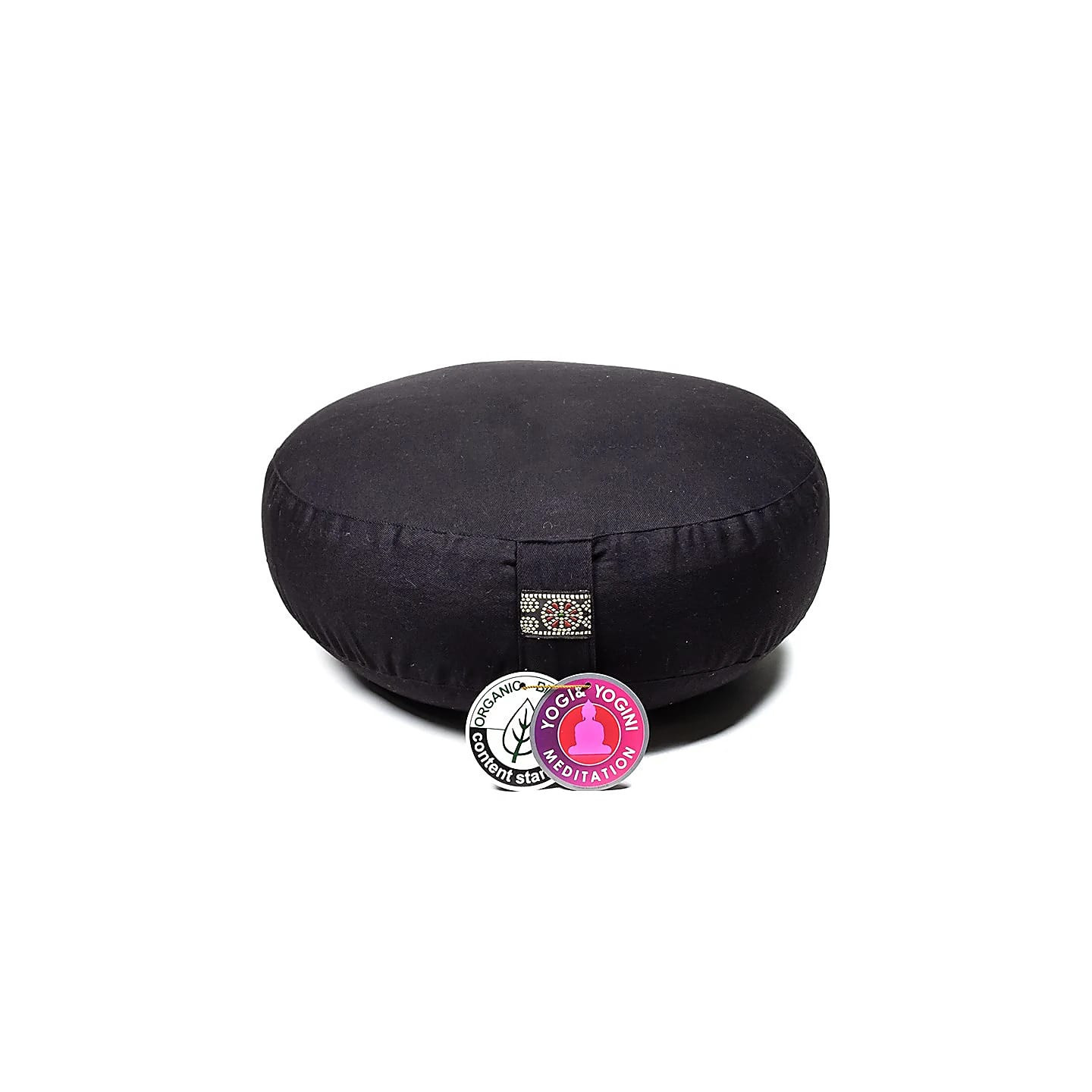 Coussin méditation modèle bas noir coton BIO (OCS) | Pieralune