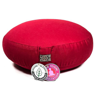 Coussin méditation modèle bas rouge coton BIO (OCS) | Pieralune