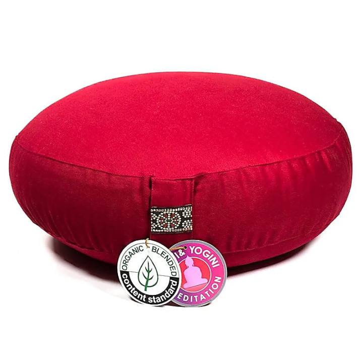 Coussin méditation modèle bas rouge coton BIO (OCS) | Pieralune