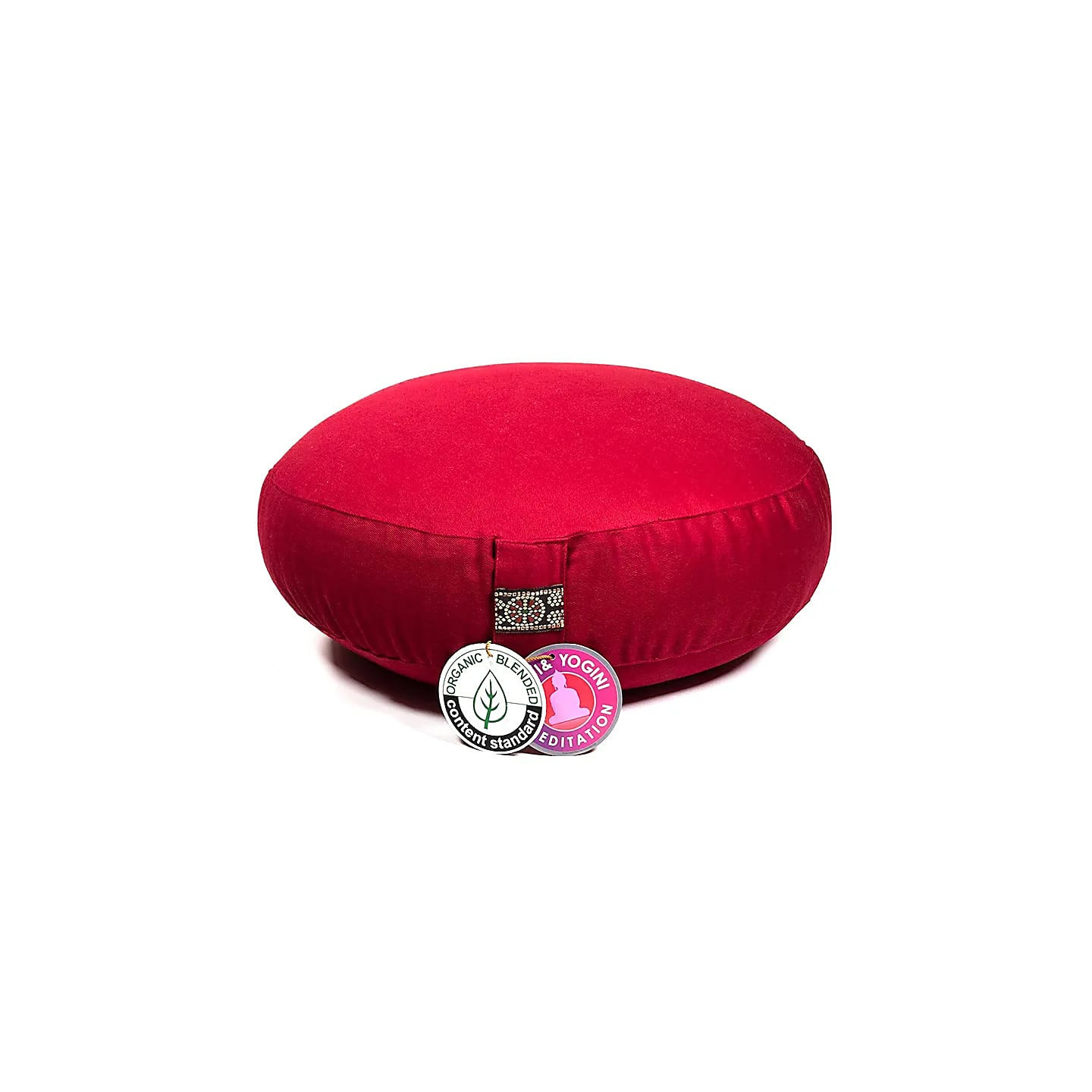 Coussin méditation modèle bas rouge coton BIO (OCS) | Pieralune