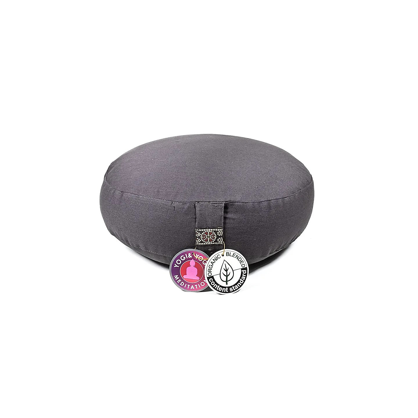 Coussin méditation modèle bas anthracite coton BIO (OCS) | Pieralune