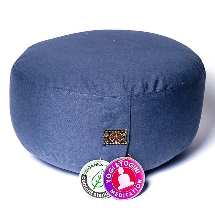 Coussin de méditation bleu ardoise coton BIO (OCS) | Pieralune