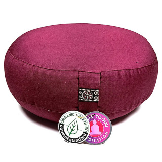 Coussin méditation bas aubergine coton BIO (OCS) | Pieralune