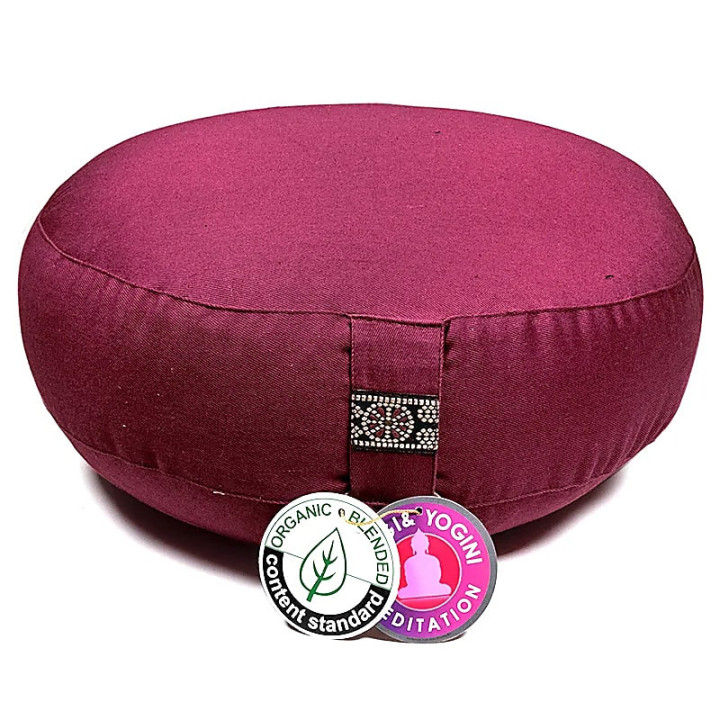 Coussin méditation bas aubergine coton BIO (OCS) | Pieralune