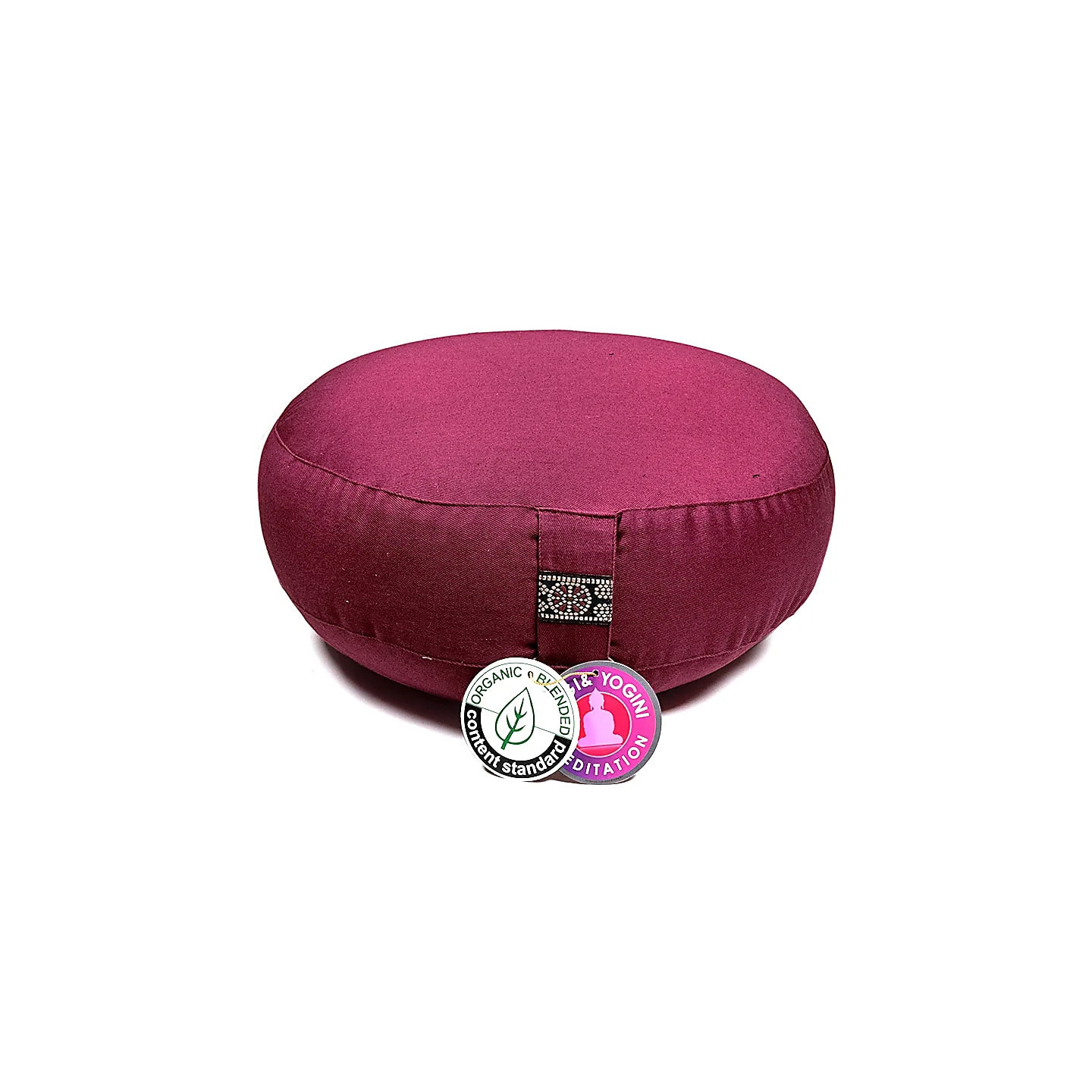 Coussin méditation bas aubergine coton BIO (OCS) | Pieralune