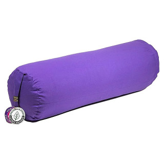 Coussin cylindrique violet coton BIO (OCS) | Pieralune