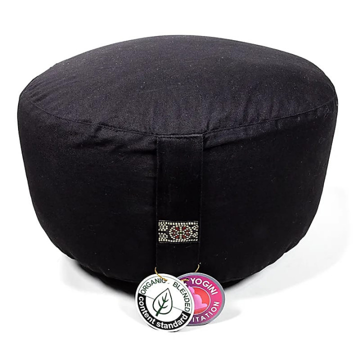 Coussin méditation XL noir coton BIO (OCS) | Pieralune