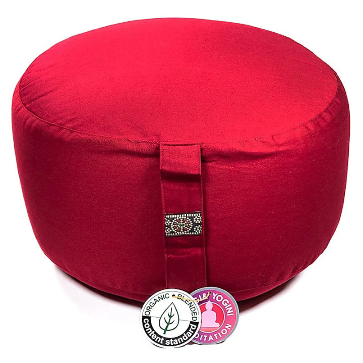 Coussin méditation XL rouge coton BIO (OCS) | Pieralune