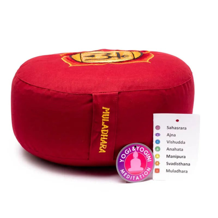 Coussin de méditation 1er Chakra Muladhara brodé | Pieralune