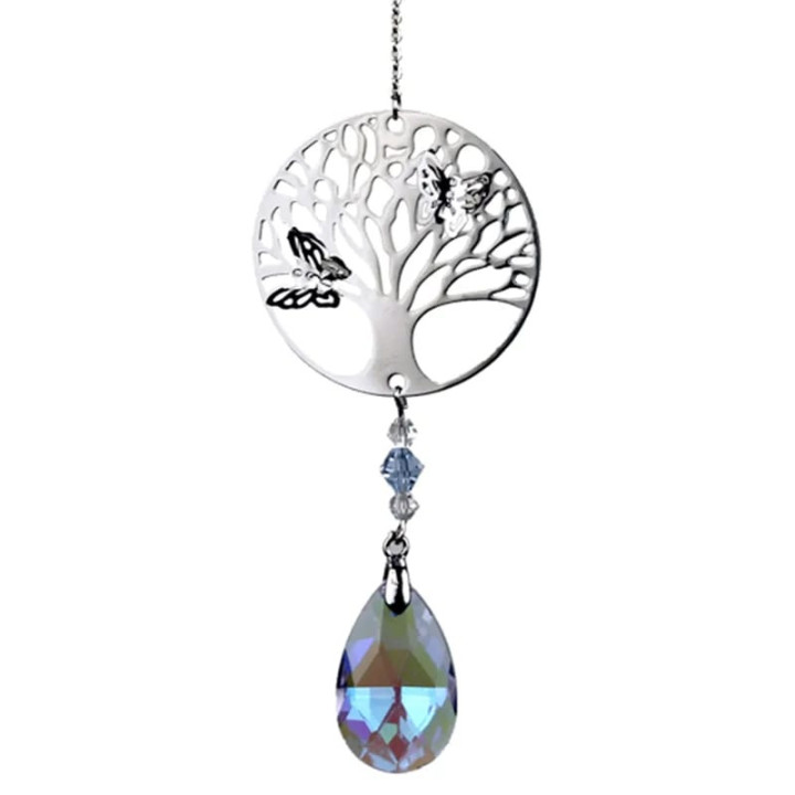 Arbre de Vie + goutte de cristal arc en ciel - blanc | Pieralune