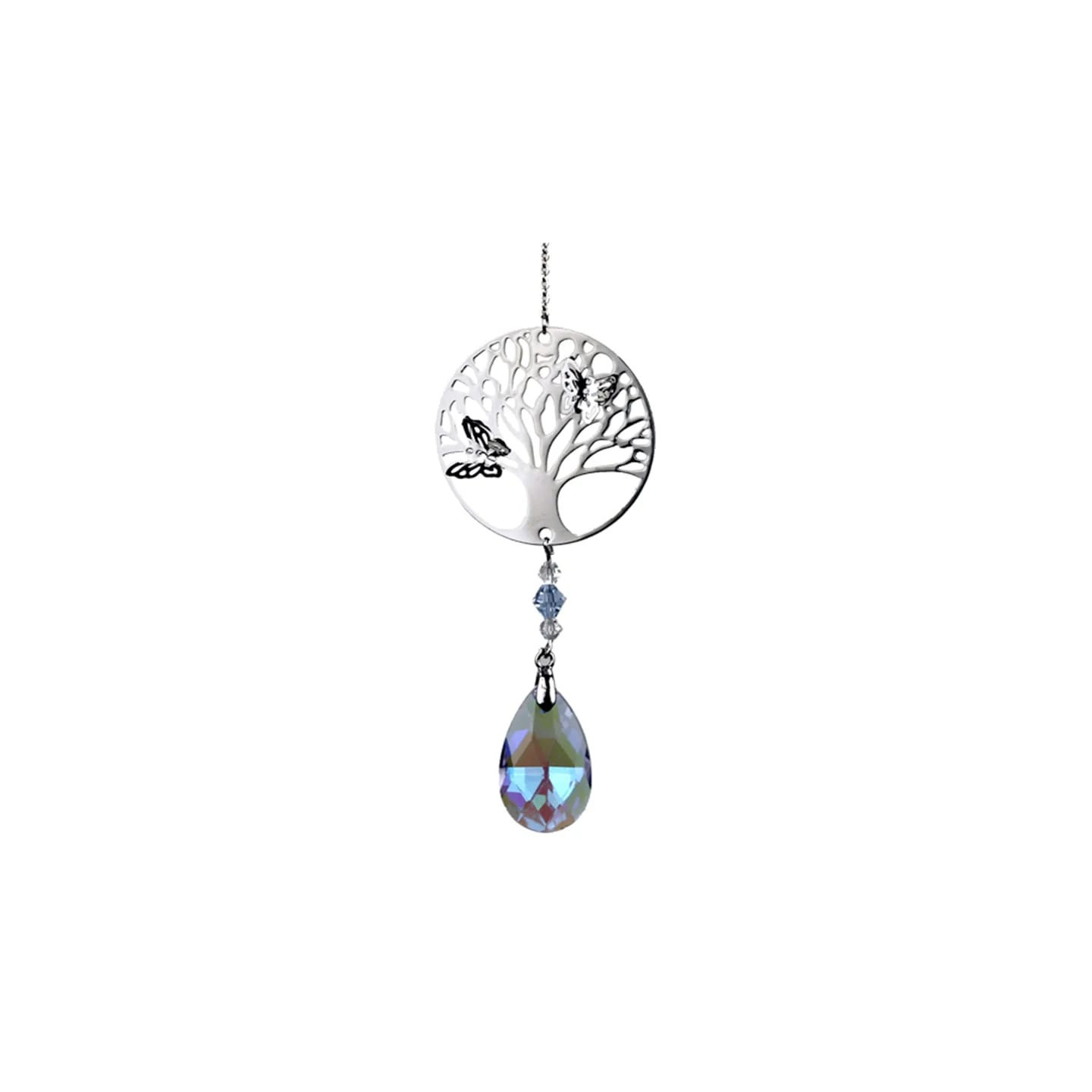 Arbre de Vie + goutte de cristal arc en ciel - blanc | Pieralune